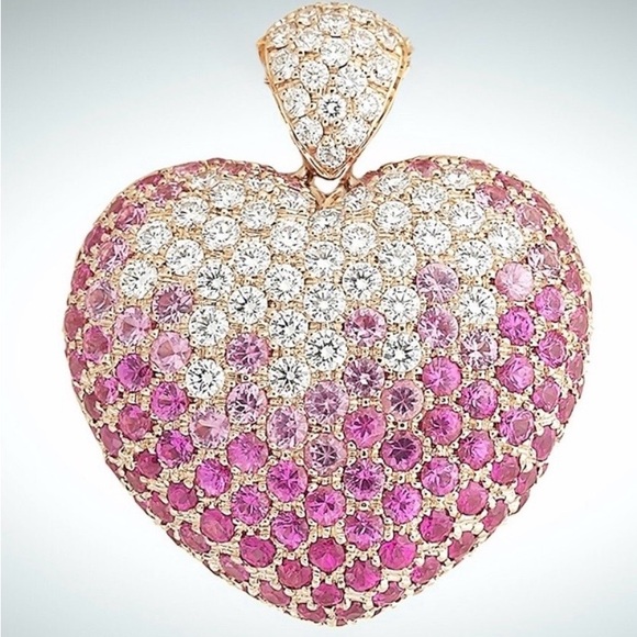 Jewelry - Pink Ombre CZ Heart Paperclip Chain Necklace NWT